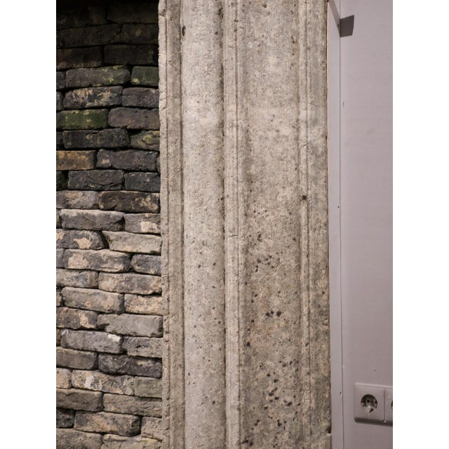 Antique Italian Limestone Fireplace Mantel with Bolection Profile, 1600s For Sale - Image 16 of 17