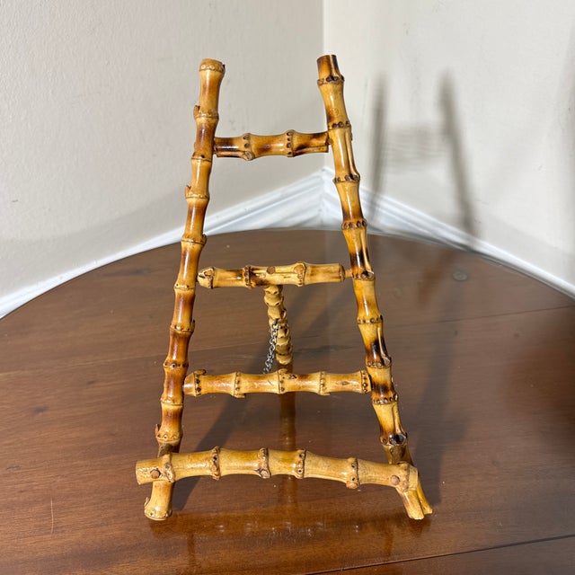Vintage Scorched Bamboo Table Easel For Sale - Image 4 of 6