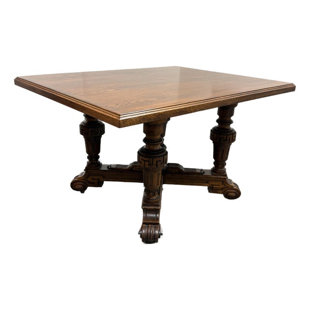 Hand Carved Wood Base + Wood Top, Antique For Sale
