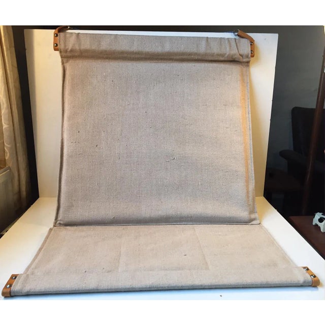 Textile Danish Modern Flax & Leather Wall Mounted Storage Unit from Belo Design, 1970s For Sale - Image 7 of 7