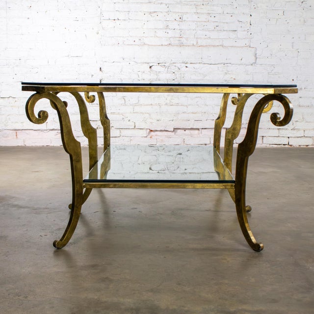 Late 20th Century Hollywood Regency to Neoclassical Style Monumental Coffee Table Gilded Welded Steel Tube Frame For Sale - Image 11 of 18