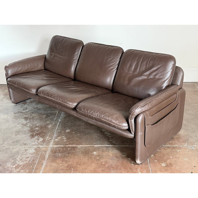 Mid-Century Modern Vintage 1970s Brown Leather De Sede Ds-61 Sofa For Sale - Image 3 of 12