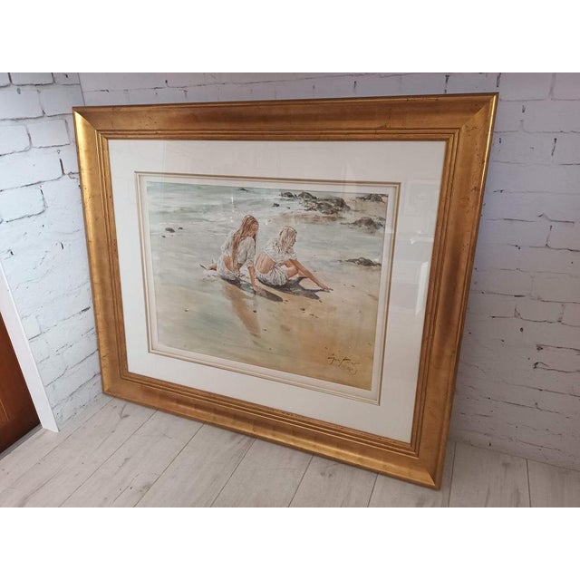 Gordon King, Beach, Large Watercolor, Framed For Sale - Image 11 of 15