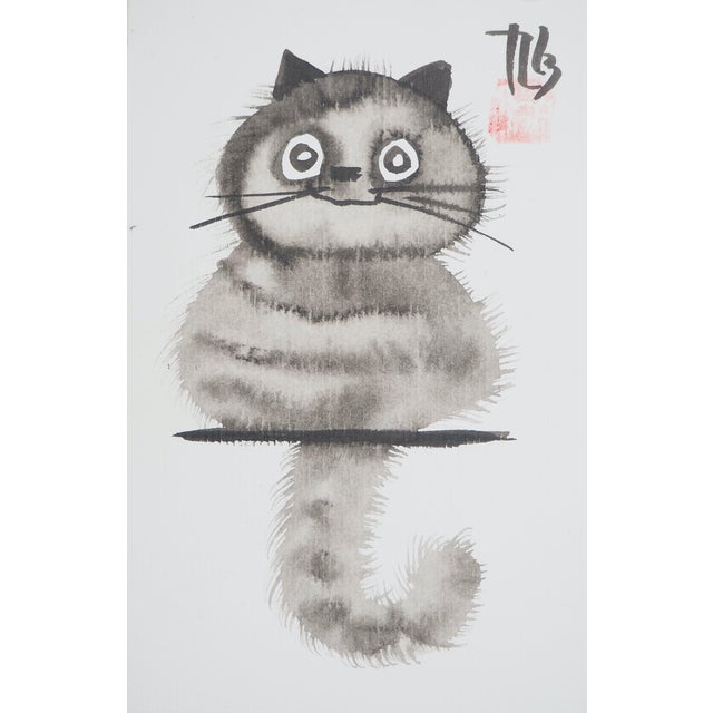 Laszlo Tibay, Chaton rêveur, Ink & Wash Drawing For Sale