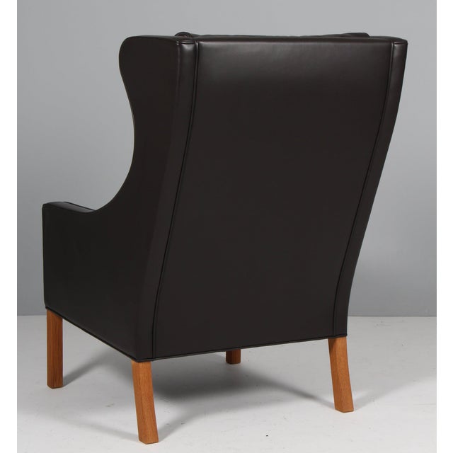 Black Model 2204 Wingback Chair in Leather by Børge Mogensen for Fredericia For Sale - Image 8 of 10