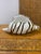 1970’s Murano Style White Glass Sea Shell with Amber, Brown & Gold Stripes