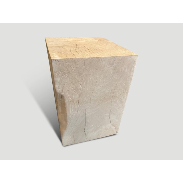 Andrianna Shamaris St. Barts Bleached Teak Wood Side Table For Sale - Image 10 of 18