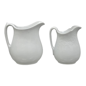 Early 20th Century English Ironstone Imperial Hope & Carter Burgess Goddard Water Pitchers Set of 2