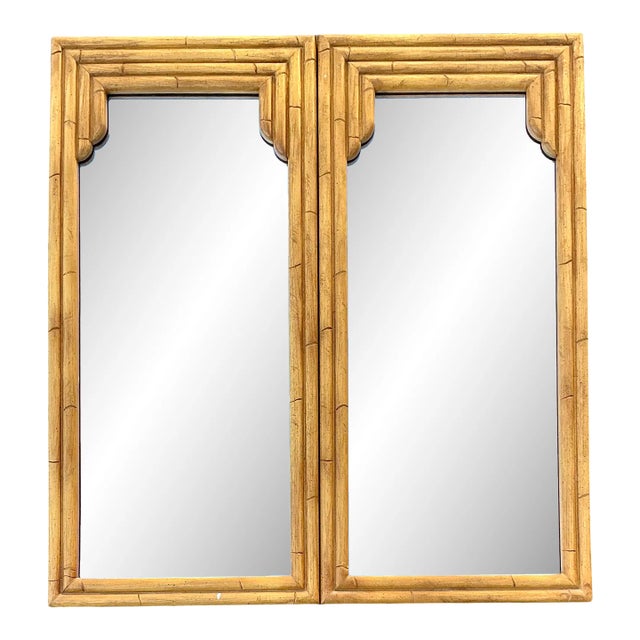 Vintage Coastal Rattan Mirror - Set of 2 For Sale