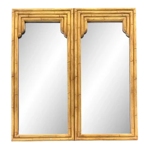 Vintage Coastal Rattan Mirror - Set of 2