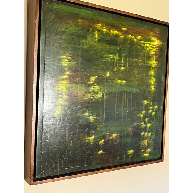 1990's "Lily Pond" Oil on Board in Walnut Artist Frame For Sale - Image 4 of 13