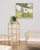 A charming mid-20th century impressionist style oil on canvas painting depicting a laundry line in a backyard on a summer...