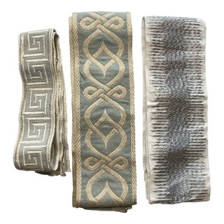 Samuel & Sons Various Blue & White Trim- 3 Pieces For Sale