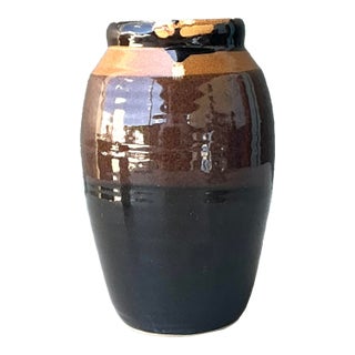 Vintage Glazed Ceramic Pottery Vase For Sale