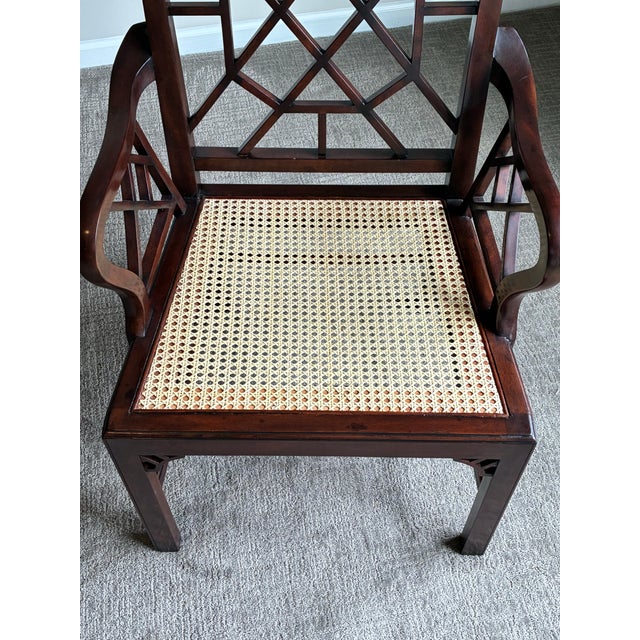 Late 20th Century Attributed to Ralph Lauren Home Chinese Chippendale Style Caned Armchair For Sale In Charlotte - Image 6 of 10
