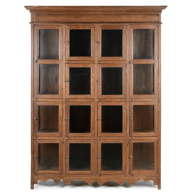 Solid Wood Cabinet with 16 Glazed Compartments For Sale - Image 10 of 10