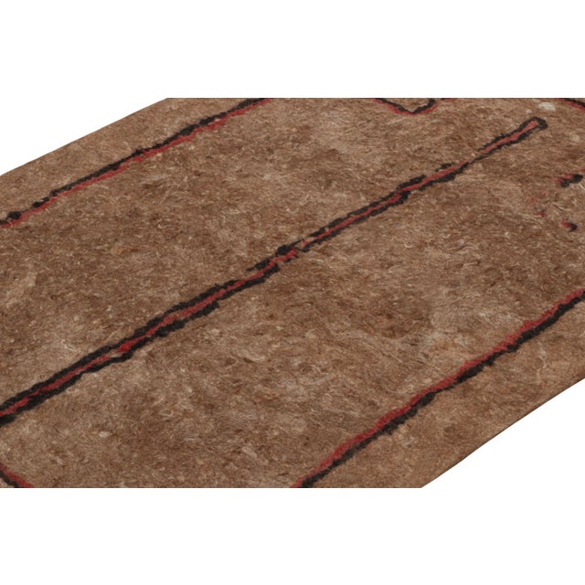 Rug & Kilim Vintage Felted Rug in Brown With Geometric Pattern by Rug & Kilim For Sale - Image 4 of 7