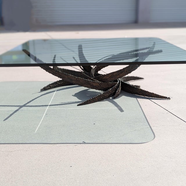 1972 Silas Seandel Brutalist Torch-Cut Iron and Glass Coffee Table For Sale - Image 17 of 18