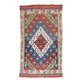 19th Century Tribal Turkish Geometric Kilim For Sale