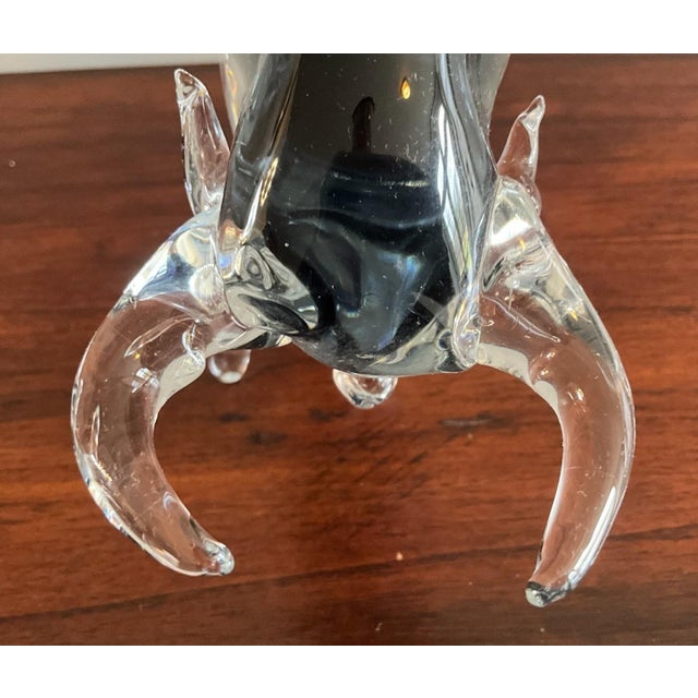Transparent Vintage Formia Murano Blue and Clear Glass Bull Sculpture For Sale - Image 8 of 8