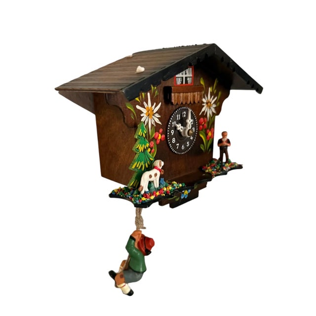 Vintage wall cuckoo style Clock made in Germany antique 6 x 7”, Works well