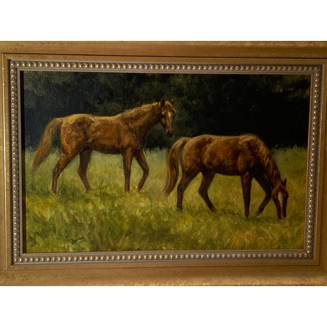 Sandra Severson Oil Painting at Meadow's Edge 1987. Sandra Severson American, 20th Century Oil Painting on Canvas Panel Signed to Lower Right For Sale - Image 9 of 12