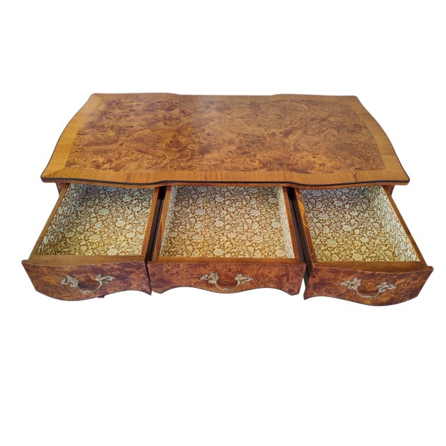 Vintage Mid-Century Italian Desk With Cloth-Lined Drawers For Sale - Image 13 of 18