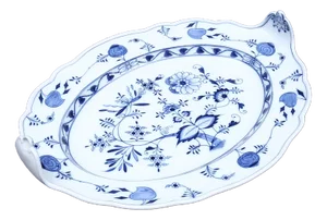 Blue Onion Porcelain Platter by Carl Teichert for Meissen, 1880s