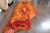 1970s Vintage Handmade Wool Cotton Orange Red High Pile Runner Rug For Sale - Image 9 of 11