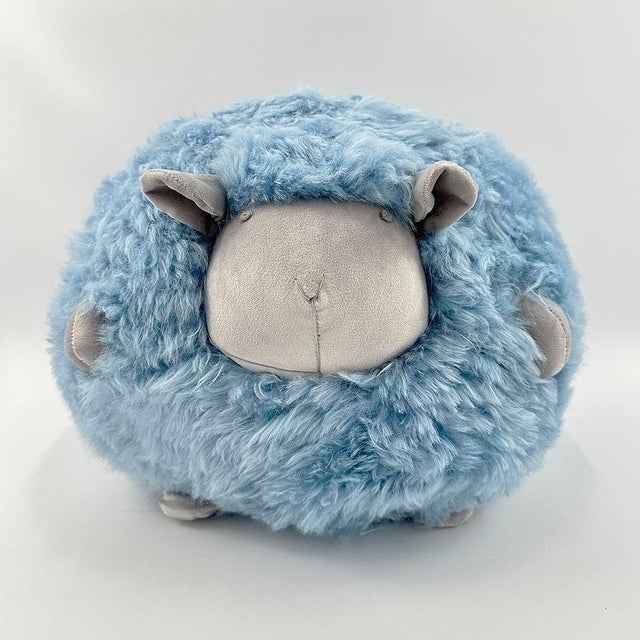 2020s Plush Lambskin Sheep Ball - Blue For Sale - Image 5 of 6