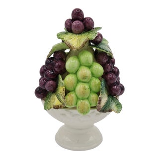 Vintage Italian Ceramic Fruit Grapes Topiary For Sale