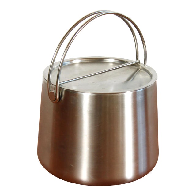 Mid Century Danish Modern Stainless Steel Ice Bucket by Ole Palsby For Sale