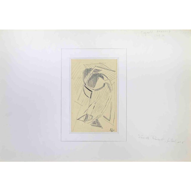 Reynold Arnoud, Camille Renard, Portrait No.1, Ink Drawing, Mid-20th Century For Sale - Image 3 of 3