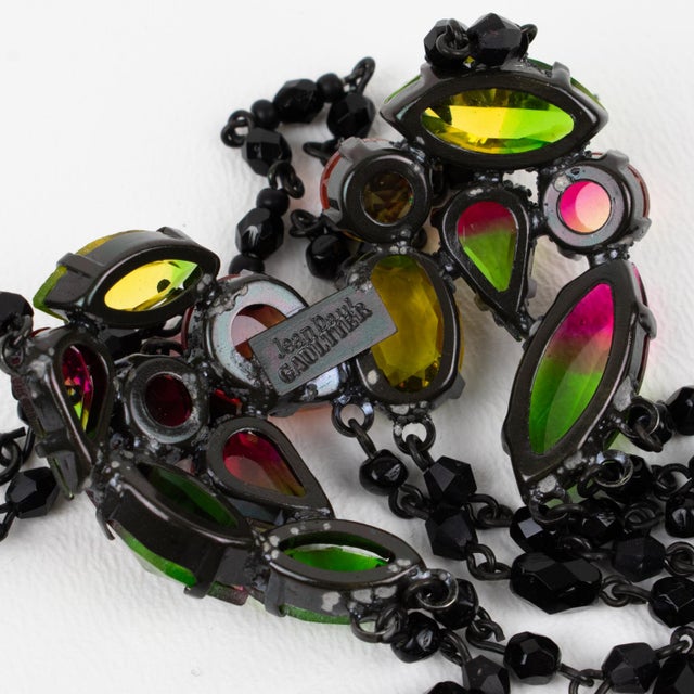 Black Jean Paul Gaultier Jeweled Chain Necklace With Victorian Pendant For Sale - Image 8 of 12