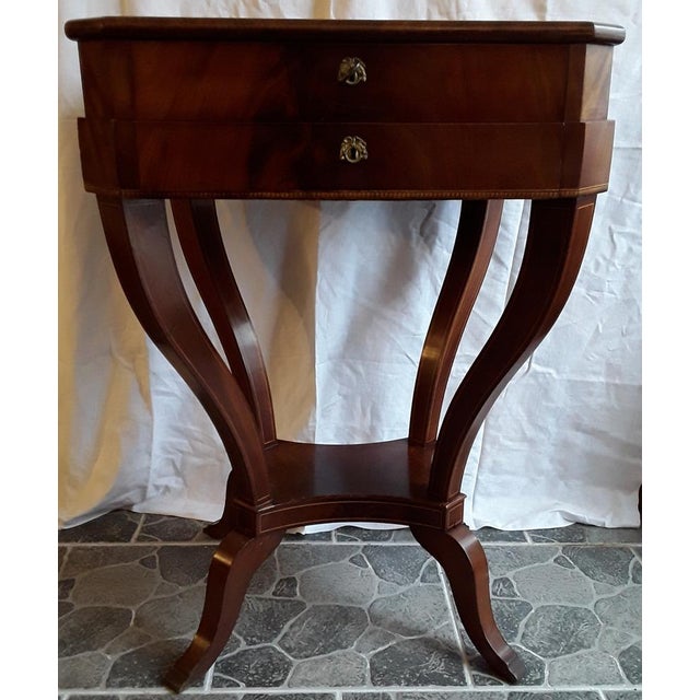 Wood Antique German Biedermeier Sewing Table in Mahogany, 1830s For Sale - Image 7 of 14