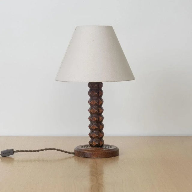 1940s 1940s French Carved Wood Lamp by Charles Dudouyt For Sale - Image 5 of 11