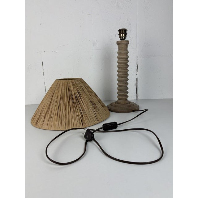 Mid-Century Modern French Brutalist Wood Turned Table Lamp by Charles Dudouyt, 1950s For Sale - Image 13 of 16