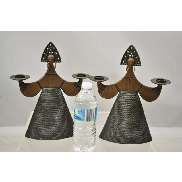 Vintage Bjorn Wiinblad Style Figural Lady Dress Candlestick Candle Holder - Pair For Sale - Image 9 of 10
