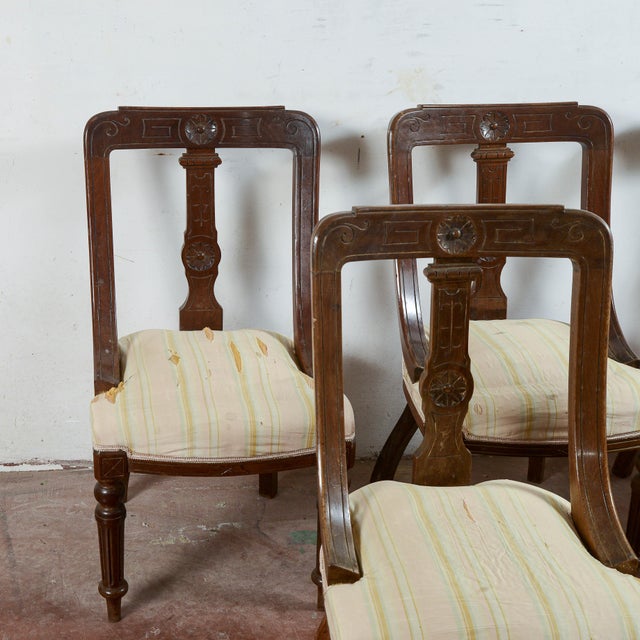 Vintage Carved Armchairs, Set of 5 For Sale - Image 4 of 9