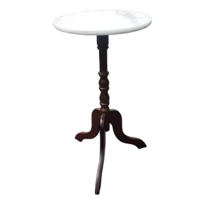Late 20th Century Mahogany Pdestal Tripod Marble Top Candle Stand