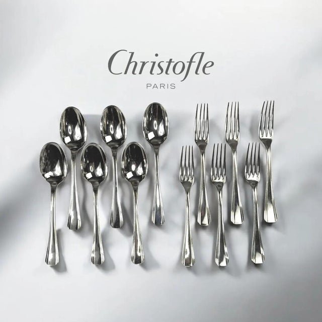 Vintage Boréal Silver Plated Cutlery Set from Christofle, 1940s, Set of 12 For Sale - Image 11 of 11