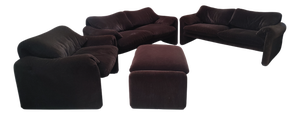 Maralunga Sofa, Armchair and Ottoman by Vico Magistretti for Cassina, 1973, Set of 4
