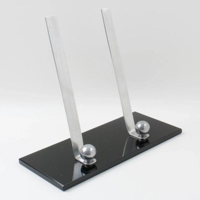 1930s Art Deco Black Opaline Glass and Aluminum Picture Frame, 1930s For Sale - Image 5 of 8