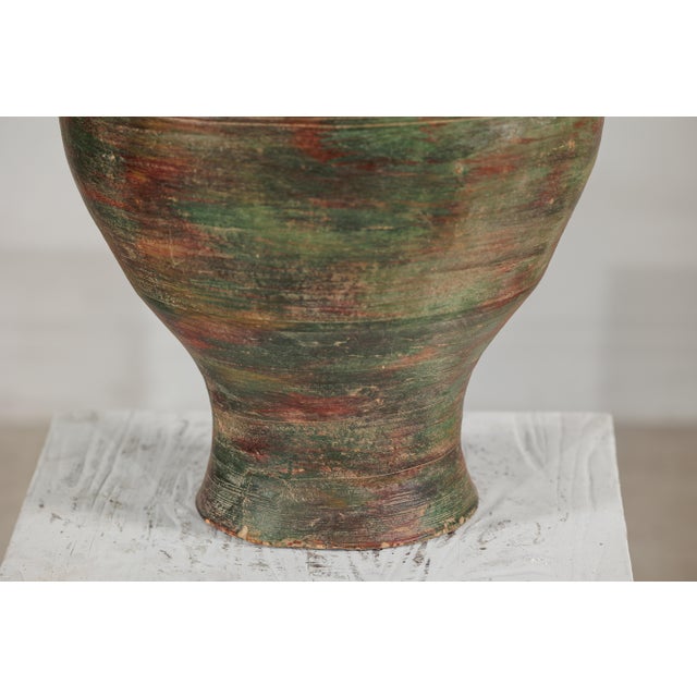 Ceramic Vintage Thai Ceramic Planter with Green, Brown, and Red Patinated Glaze For Sale - Image 7 of 18