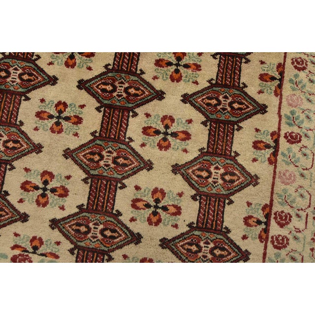 Turkmen Rug 4’2” X 6’4” Ivory Wool Vintage Tribal Hand-Knotted Carpet For Sale - Image 4 of 13