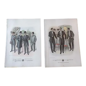 Antique "Well Dressed Men" Lithographs - a Pair