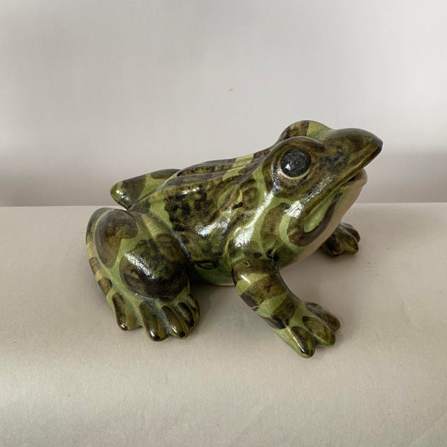Green Vintage Green Ceramic Frog For Sale - Image 8 of 9