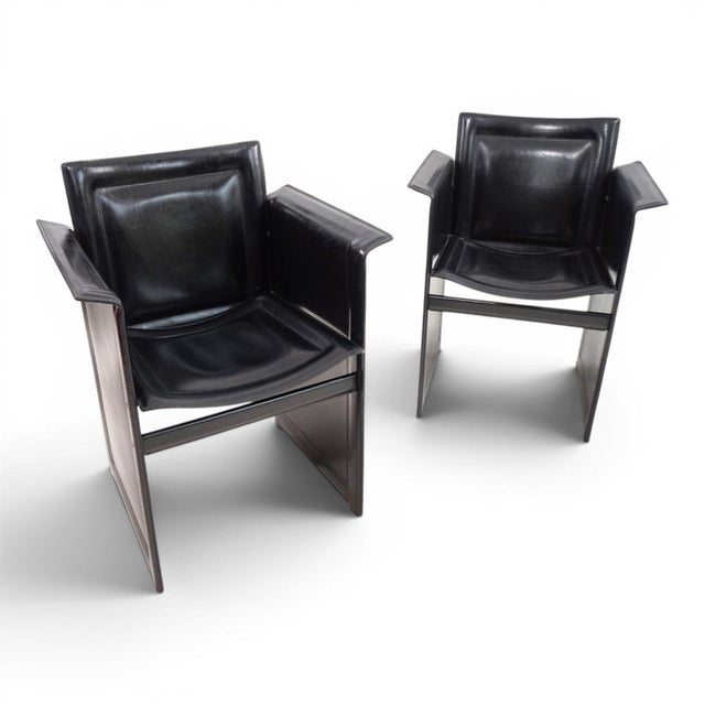 Solaria Chairs in Black Leather by Tito Agnoli for Arrben, 1970s, Set of 2 For Sale - Image 18 of 18
