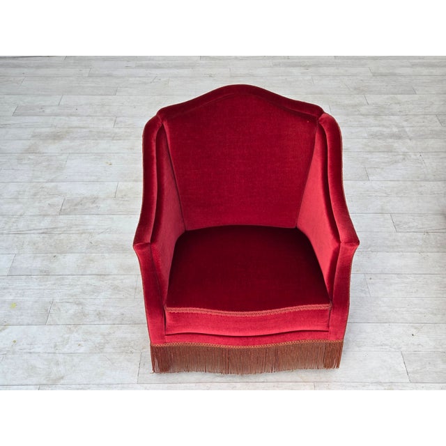 Wood Danish Armchair in Velour with Ash Legs, 1960s For Sale - Image 7 of 18