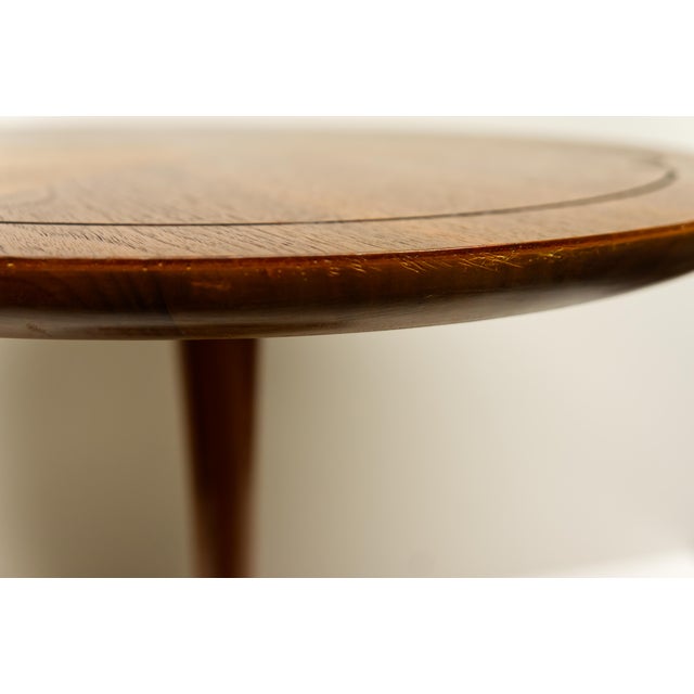 Wood Mid Twentieth Century Modern Walnut Round Pedestal Side Table For Sale - Image 7 of 9